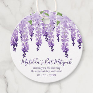 Watercolor Wisteria Thank You   Bat Mitzvah Favour Tags