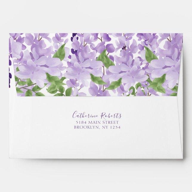 Watercolor Wisteria Wedding Envelope (Back (Top Flap))