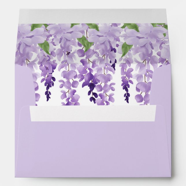 Watercolor Wisteria Wedding Envelope (Back (Bottom))
