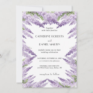 Watercolor Wisteria Wedding Invitation Purple Eleg