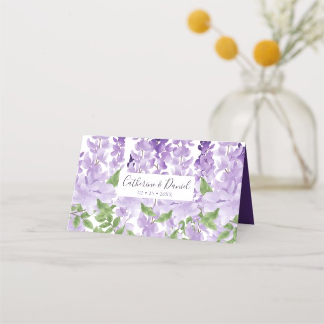 Watercolor Wisteria | Wedding Place Card (Back)