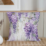 Watercolor Wisteria Whispers Cushion<br><div class="desc">Add a touch of elegance and romance to your living space with our Wisteria Whispers throw pillow. This stunning design features wisteria vines in shades of lavender and lilac, creating a serene and enchanting atmosphere. The graceful cascading vines bring a sense of tranquillity and beauty to any room. Whether you're...</div>