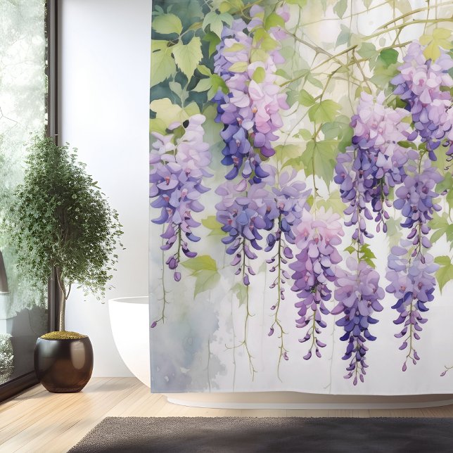 Watercolor Wisteria Whispers Shower Curtain (Creator Uploaded)