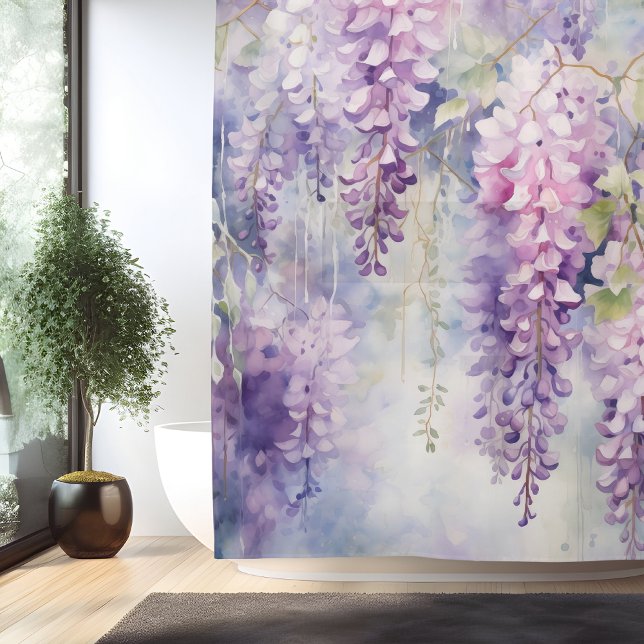 Watercolor Wisteria Whispers Shower Curtain (Creator Uploaded)
