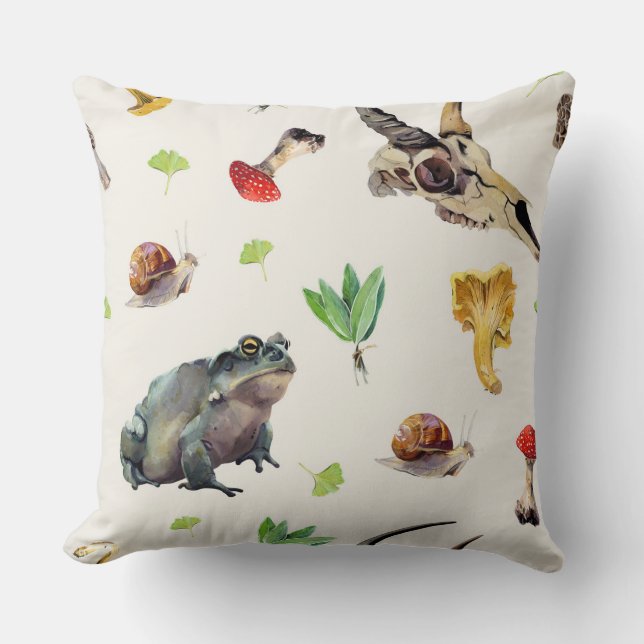 Watercolor Witch Brew Ingredients Cushion (Front)