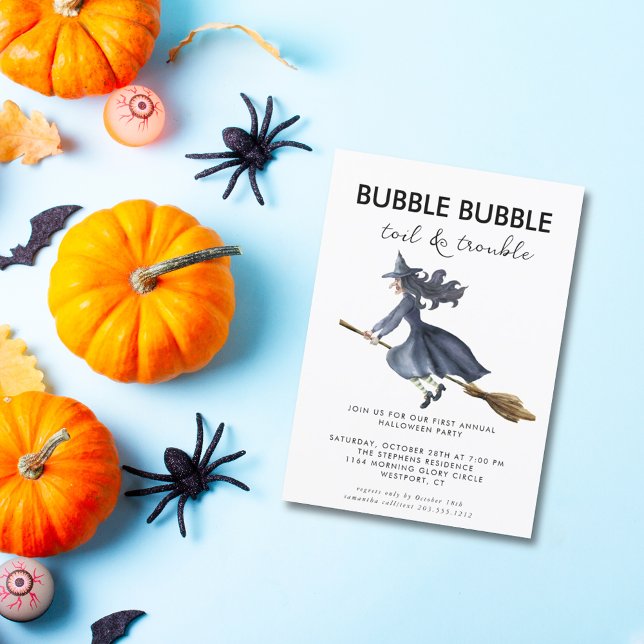 🧹🌙 Watercolor Witch Creepy  Halloween Party  Invitation (Creator Uploaded)