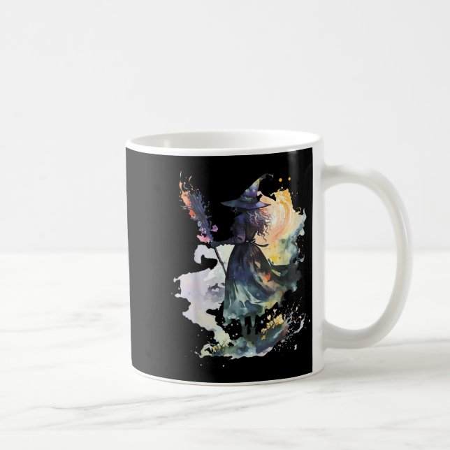Watercolor Witch Halloween Fall Autumn Art Paintin Coffee Mug (Right)
