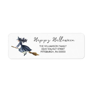 Watercolor Witch Halloween Return Address 
