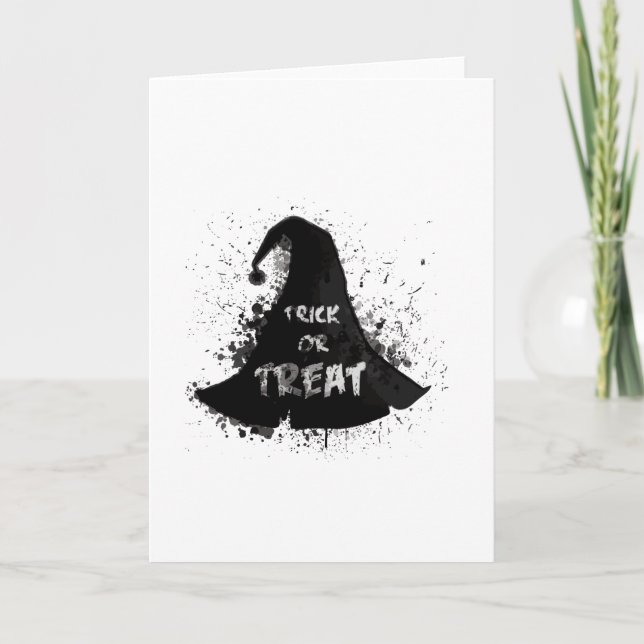 Watercolor Witch hat Halloween - Trick or treat Card (Front)