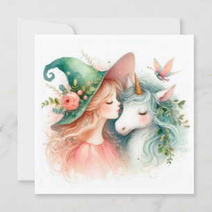 Watercolor Witch Unicorn Fantasy Art Magic Quote
