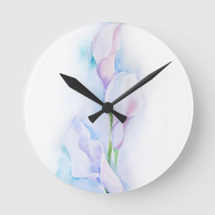 watercolor with 3 callas round clock