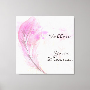 Watercolor with Feather and Quote Canvas Print