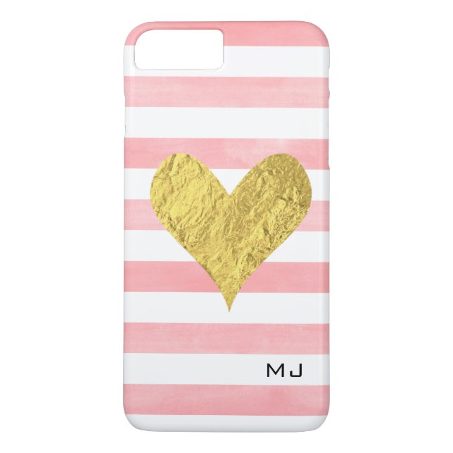 Watercolor with Gold Foil Heart Case-Mate iPhone Case (Back)