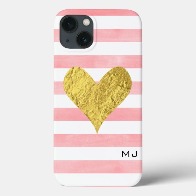 Watercolor with Gold Foil Heart Case-Mate iPhone Case (Back)