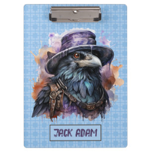 Watercolor Wizard Raven Bird Clipboard