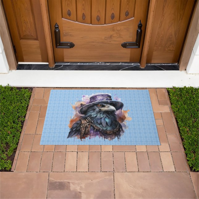 Watercolor Wizard Raven Bird Doormat (Outdoor)