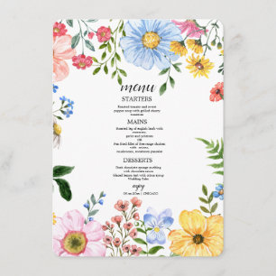 Watercolor Wloral Wedding Menu