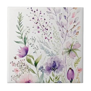 Watercolor woldflower tile