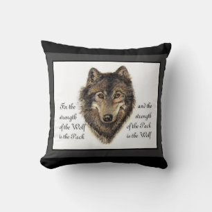 Watercolor Wolf and Family Pack Quote Cushion