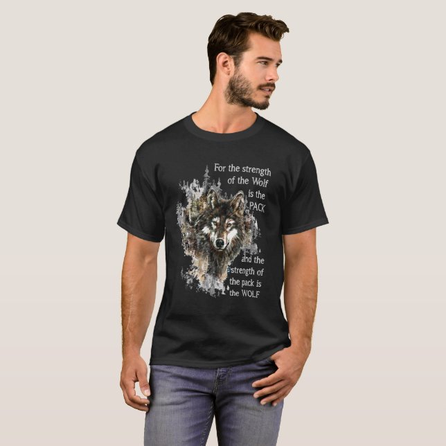 Watercolor Wolf Animal Family Pack Quote T-Shirt (Front Full)