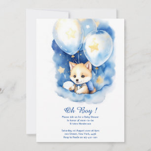 Watercolor Wolf Baby Shower Invitation