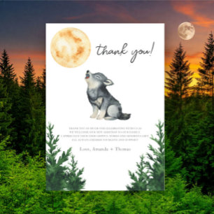 Watercolor Wolf Baby Shower Thank you Card