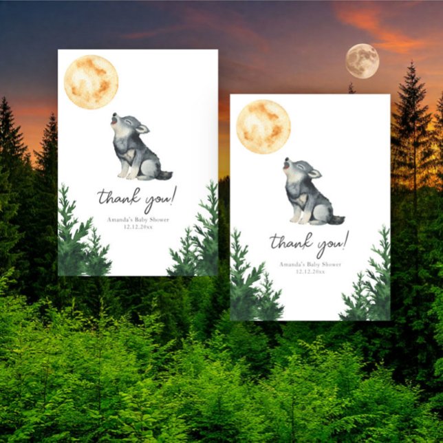 Watercolor Wolf Baby Shower Thank you Card (Creator Uploaded)