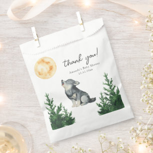 Watercolor Wolf Baby Shower Thank you Favour Bags