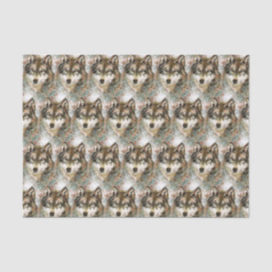 Watercolor Wolf Head Grey Black White Colours Tissue Paper