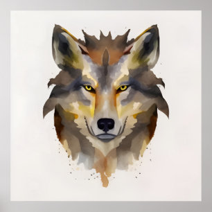 Watercolor Wolf Head Poster