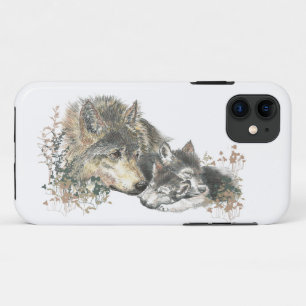 Watercolor Wolf Mum or Dad Animal Nature iPhone 11 Case