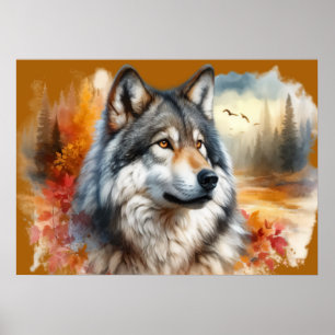 Watercolor Wolf Nature’s Beauty Unleashed Poster