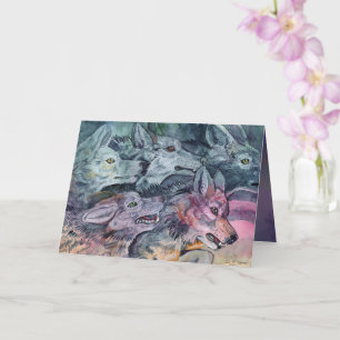 Watercolor Wolf Pack Card