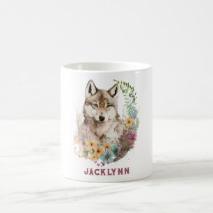 Watercolor Wolf Personalised Coffee Mug