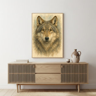 Watercolor Wolf Portrait Poster