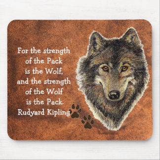 Watercolor Wolf Track Family Quote by Kipling Mouse Mat