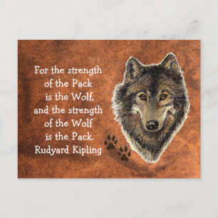 Watercolor Wolf Track Family Quote by Kipling Postcard
