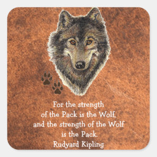Watercolor Wolf Track Family Quote by Kipling Square Sticker
