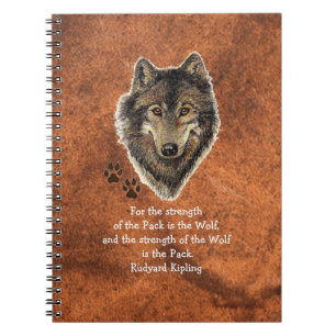Watercolor Wolf & Tracks Family Animal Quote Notebook