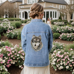 Watercolor Wolf Wolves Wolf Pack Family Quote Denim Jacket
