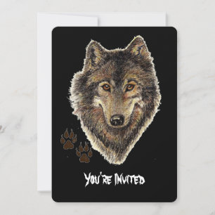 Watercolor Wolves Quote Wild Wolf Birthday Invite