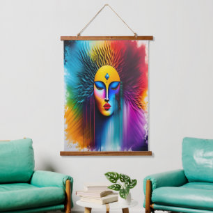 Watercolor Woman Abstract Ai Art Hanging Tapestry