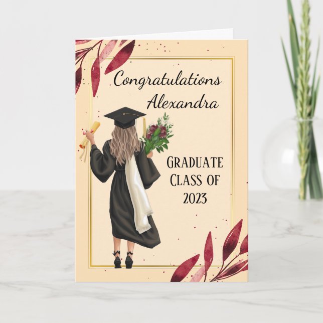 Watercolor Woman's Graduation Card (Front)