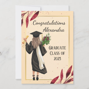Watercolor Woman's Graduation Card