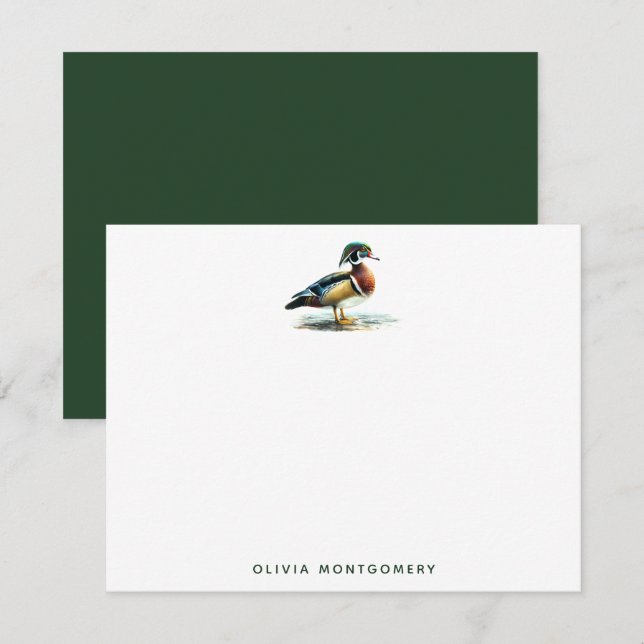 Watercolor Wood Duck Illustration Personal Card (Front/Back)
