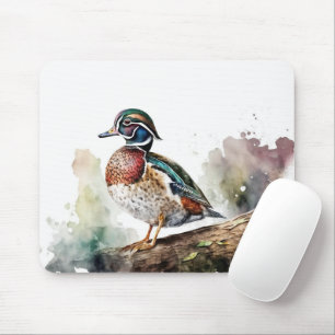 Watercolor Wood Duck Mouse Mat