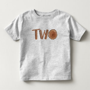 Watercolor Wooden 2nd Birthday Boy Toddler T-Shirt