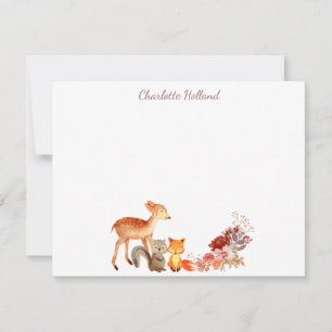Watercolor Woodland Animal Floral Personalised Card