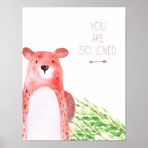 Watercolor Woodland Animal Nursery Art Poster
