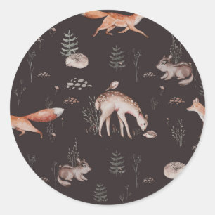 Watercolor Woodland Animals Baby Shower Classic Round Sticker
